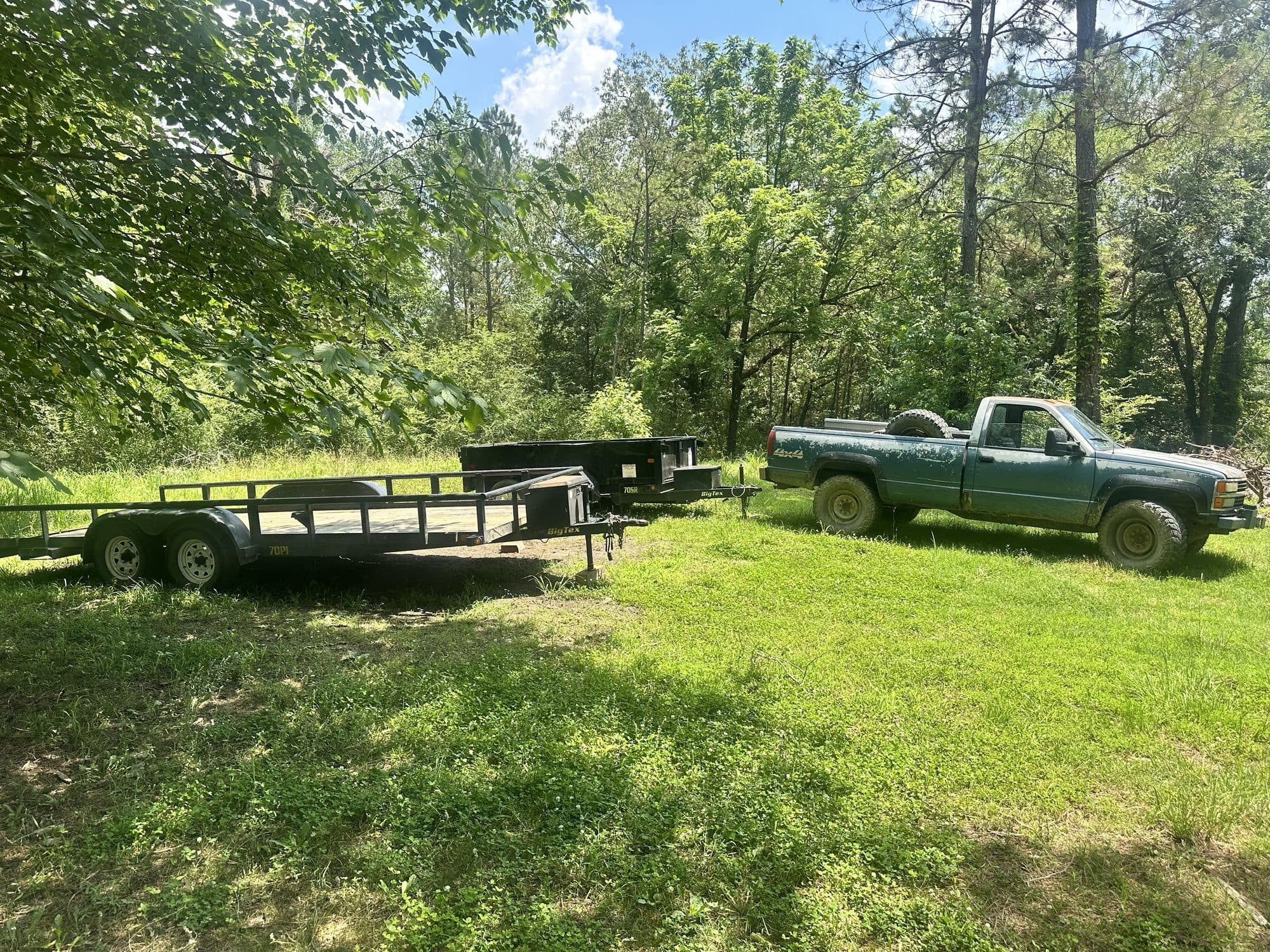 Truck and trailers for Amity Arkansas cleanup and hauling