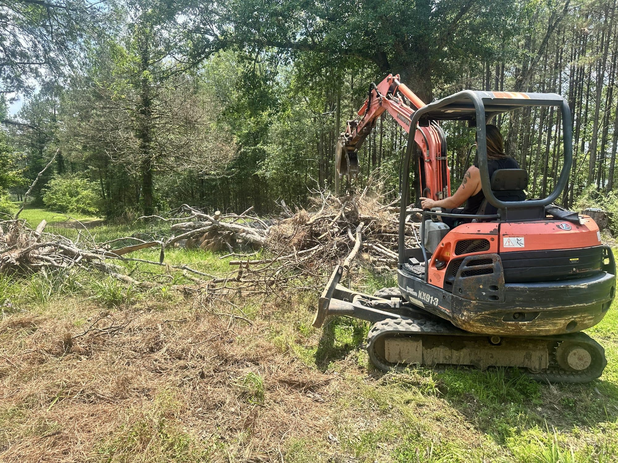 Tree limbs and brush cleanup on a rural Arkansas property